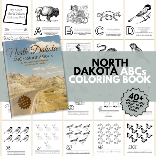 My North Dakota ABCs Coloring Book: An ABC Learning and Coloring Kids Activity Book All about North Dakota