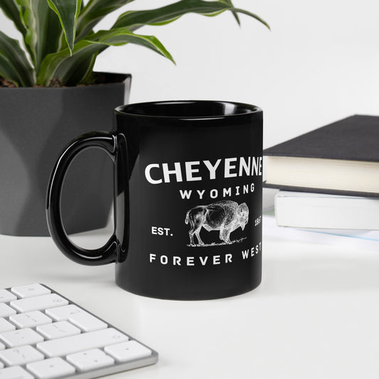 Cheyenne Wyoming Black Glossy Mug