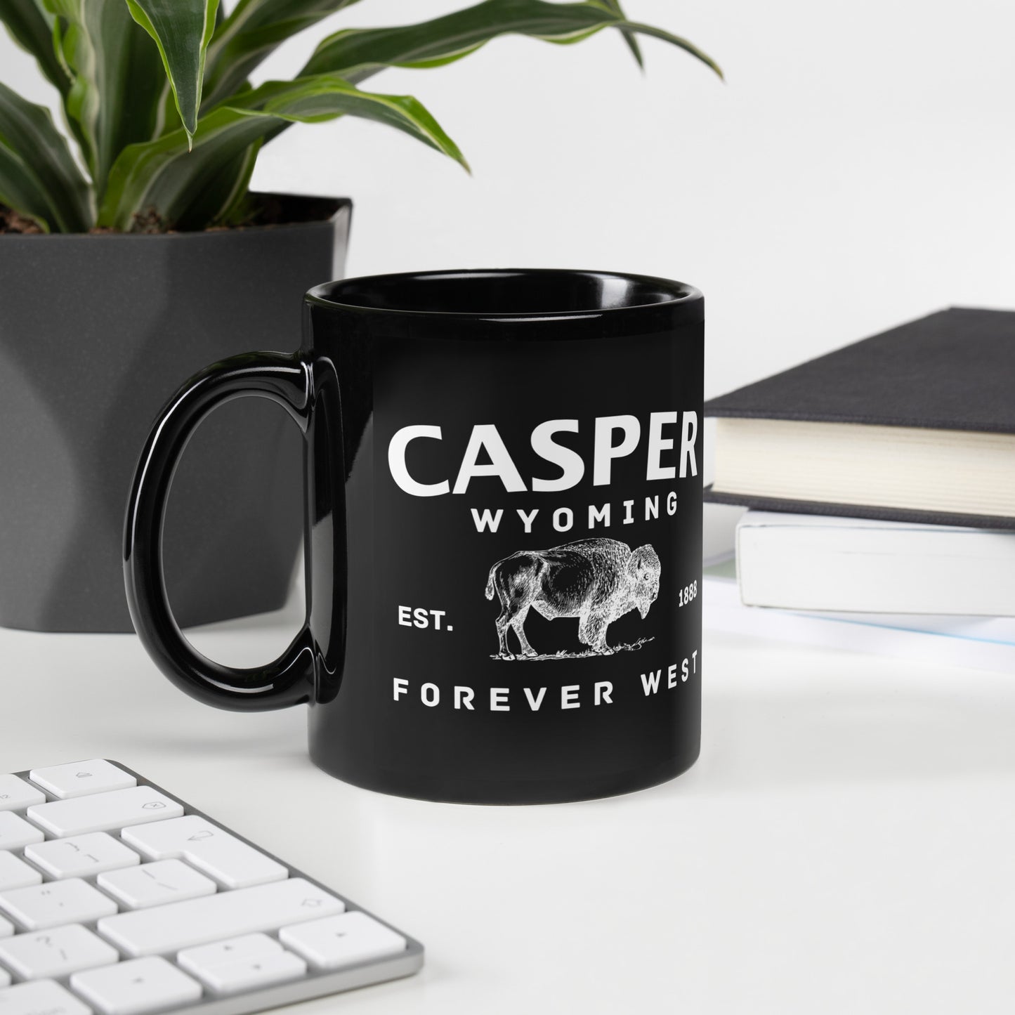 Casper Wyoming Black Glossy Mug