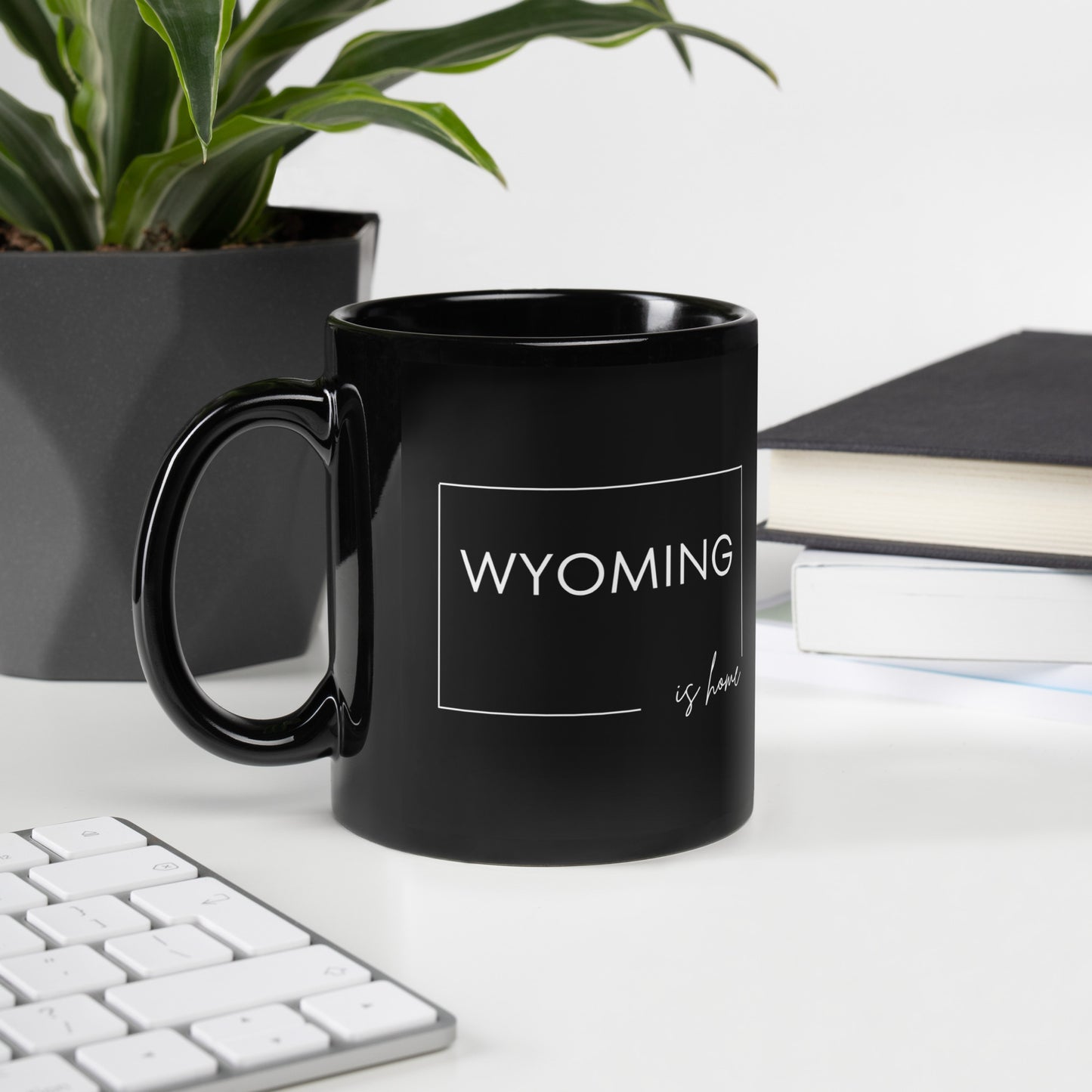 Wyoming is Home Black Glossy Mug