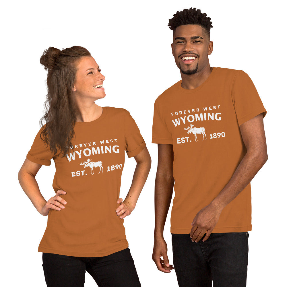 YANA Design tshirt - Wyoming is Forever West with a Moose